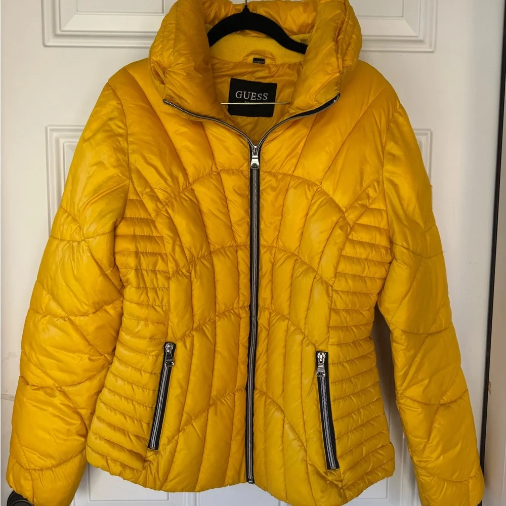 Guess Yellow Puffer Jacket - Picture 3 of 11